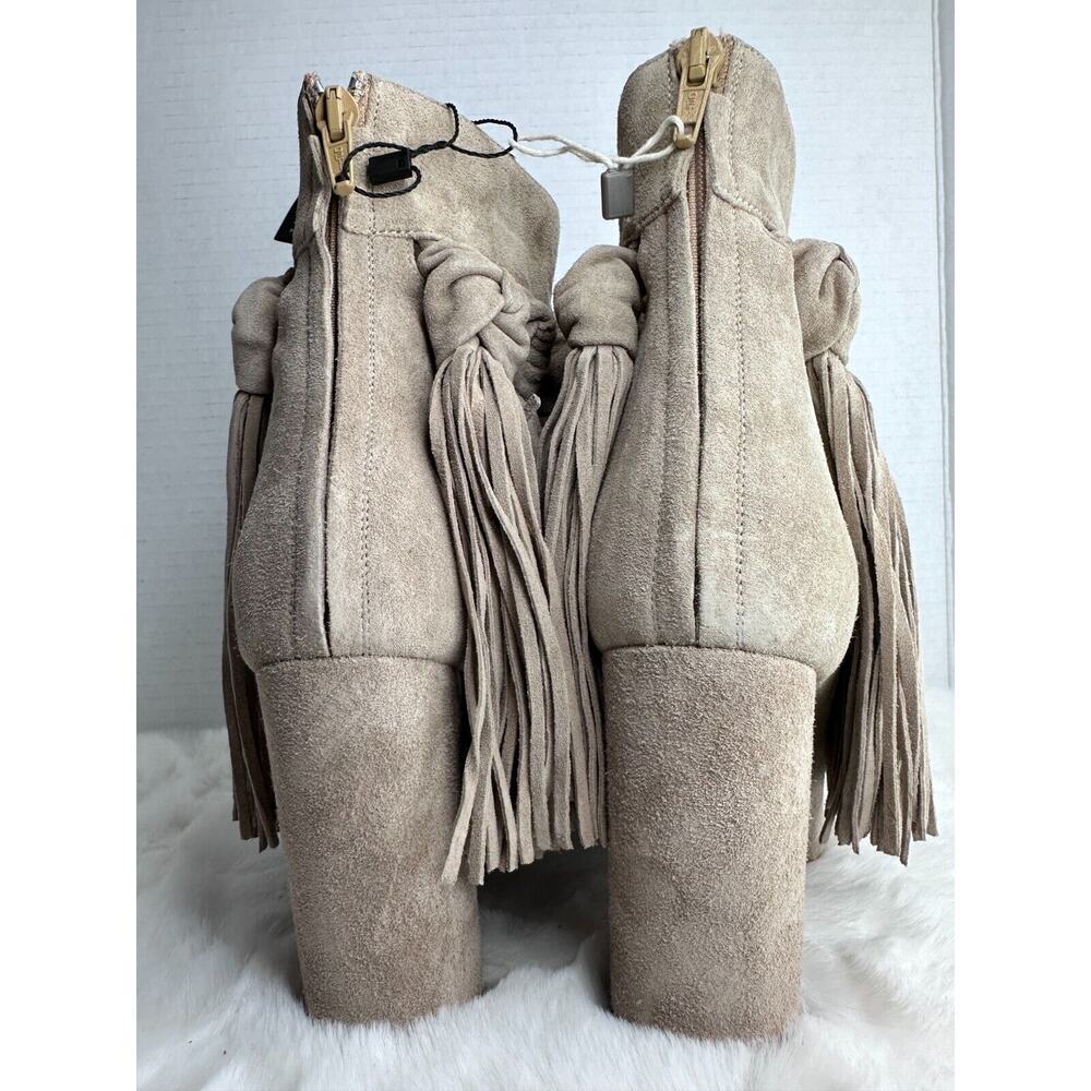 Chloe Fringed Tasseled Suede Ankle Open Toes boots Size UE 37 - Picture 4 of 12